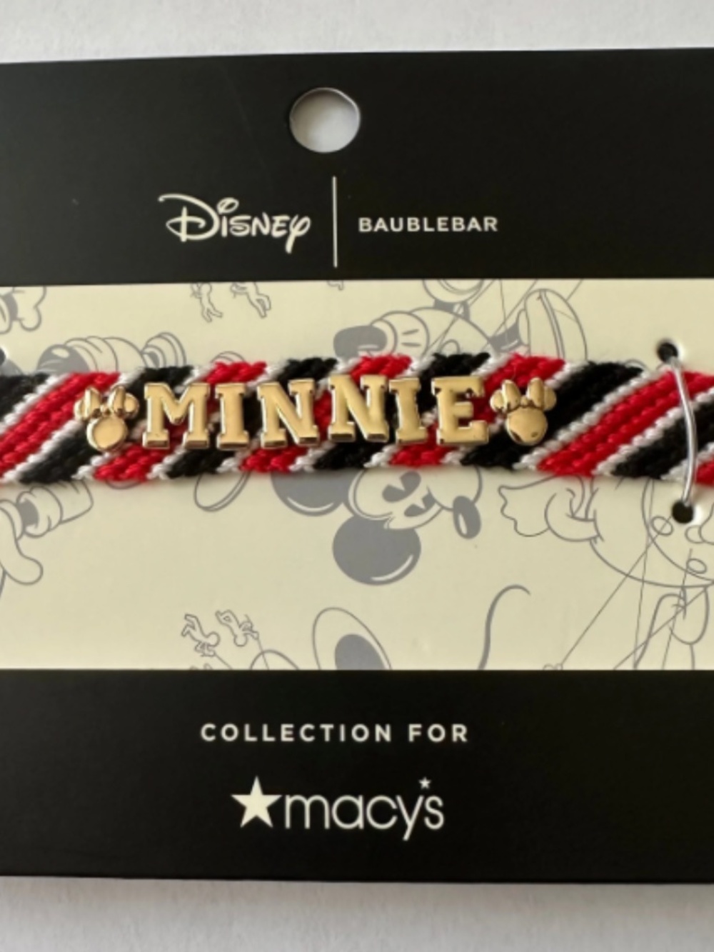Disney Baublebar for Macy's Minnie Woven Friendship Bracelet New With Card
